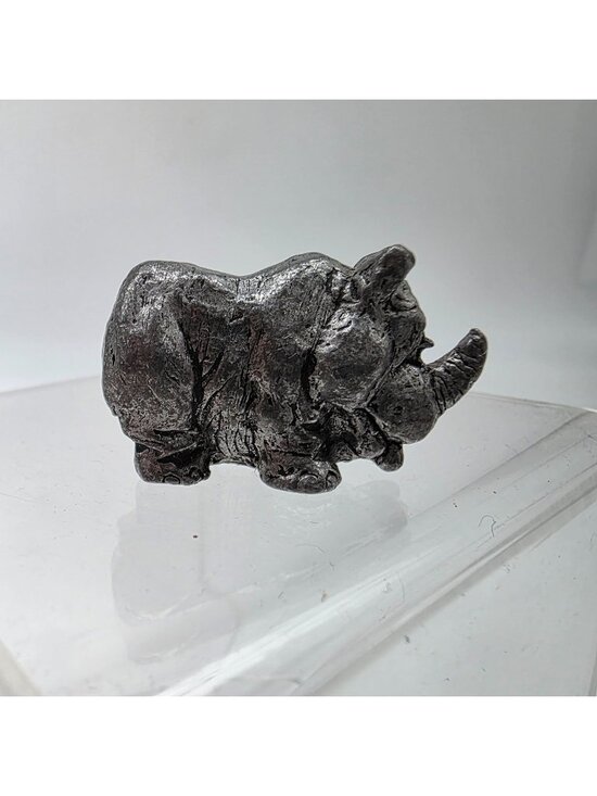 Unbranded Other - Small Pewter Rhinoceros Figurine Handcrafted For Display Or Collectors 1.5"